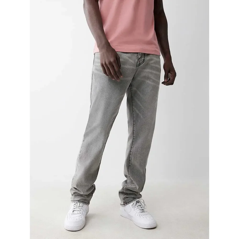 True Religion Jeans Men’s 36 Ricky Relaxed Straight Pink Stitch Cotton Stretch